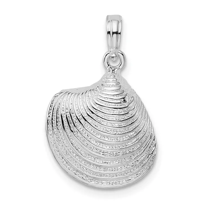 TreasureFineJewelers Necklaces Sterling Silver Polished 3D Clam Shell Pendant
