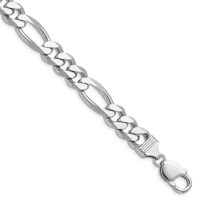 TreasureFineJewelers Necklaces Sterling Silver Rhodiumplated 102mm Figaro Chain