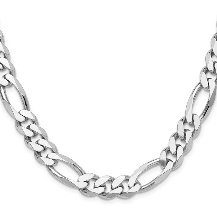 TreasureFineJewelers Necklaces Sterling Silver Rhodiumplated 102mm Figaro Chain