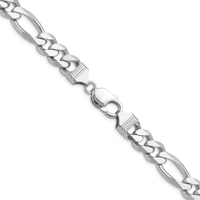 TreasureFineJewelers Necklaces Sterling Silver Rhodiumplated 102mm Figaro Chain