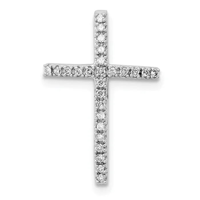 TreasureFineJewelers Necklaces Sterling Silver Rhodiumplated Diamond Cross Chain Slide