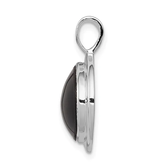 TreasureFineJewelers Necklaces Sterling Silver Rhodium Plated Onyx Pendant