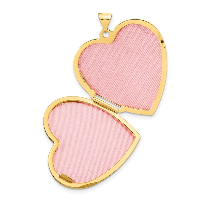TreasureFineJewelers PreStyled Sets 14k Yellow Gold Rhodium With White Gold Rhodium Wave Diamond 27mm Heart Locket