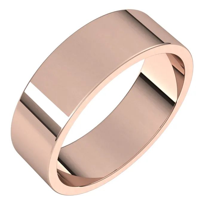 TreasureFineJewelers Rings 10K Rose Gold 6 mm flat Wedding Band