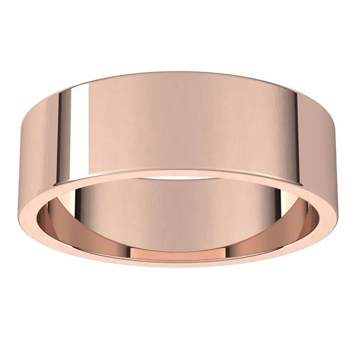 TreasureFineJewelers Rings 10K Rose Gold 6 mm flat Wedding Band