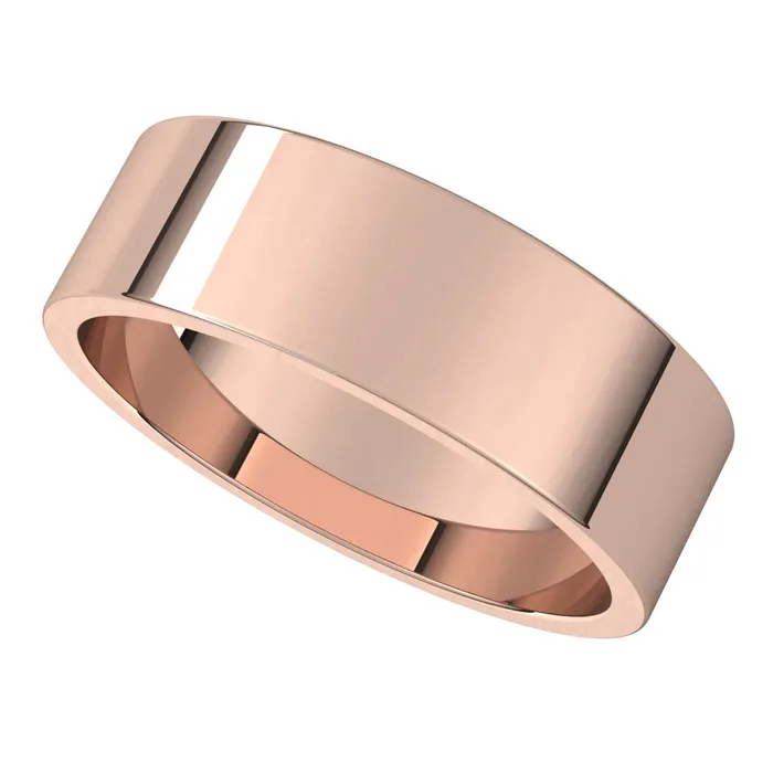 TreasureFineJewelers Rings 10K Rose Gold 6 mm flat Wedding Band