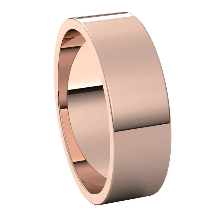 TreasureFineJewelers Rings 10K Rose Gold 6 mm flat Wedding Band