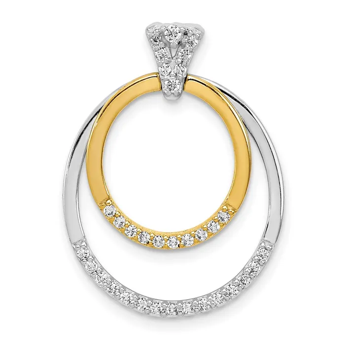 TreasureFineJewelers Rings 14k Twotone 14ct Diamond Fancy Double Circle Pendant TreasureFineJewelers Rings 14k Twotone 14ct Diamond Fancy Double Circle Pendant