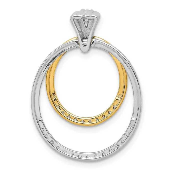 TreasureFineJewelers Rings 14k Twotone 14ct Diamond Fancy Double Circle Pendant