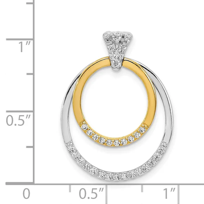 TreasureFineJewelers Rings 14k Twotone 14ct Diamond Fancy Double Circle Pendant