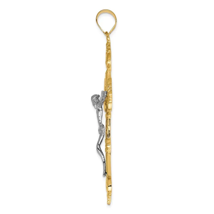 TreasureFineJewelers Rings 14k Twotone INRI Fleur De Lis Crucifix Pendant