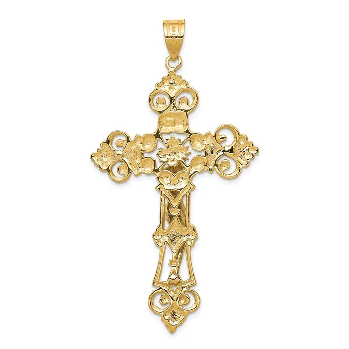 TreasureFineJewelers Rings 14k Twotone INRI Fleur De Lis Crucifix Pendant