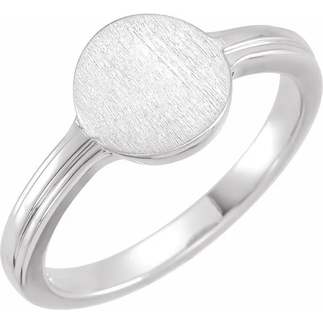 TreasureFineJewelers Rings 14K White 10x9 mm Oval Signet Ring