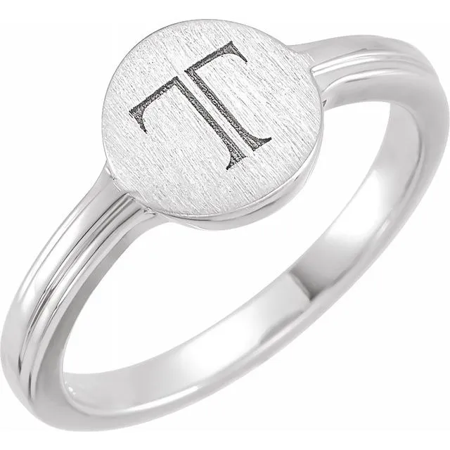 TreasureFineJewelers Rings 14K White 10x9 mm Oval Signet Ring