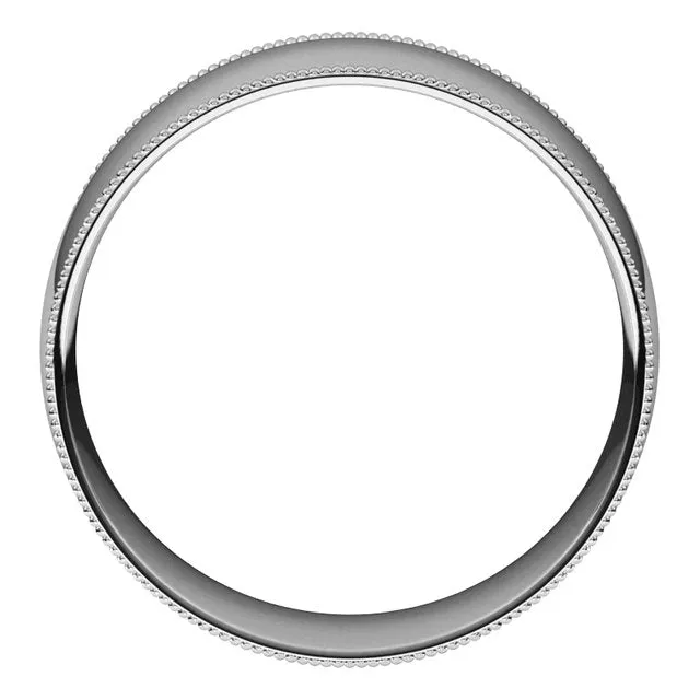 TreasureFineJewelers Rings 14K White Gold 8 mm Milgrain Half Round Comfort Fit Light Wedding Band