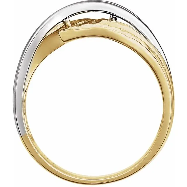 TreasureFineJewelers Rings 14K Yellow Overlap Hammered Ring