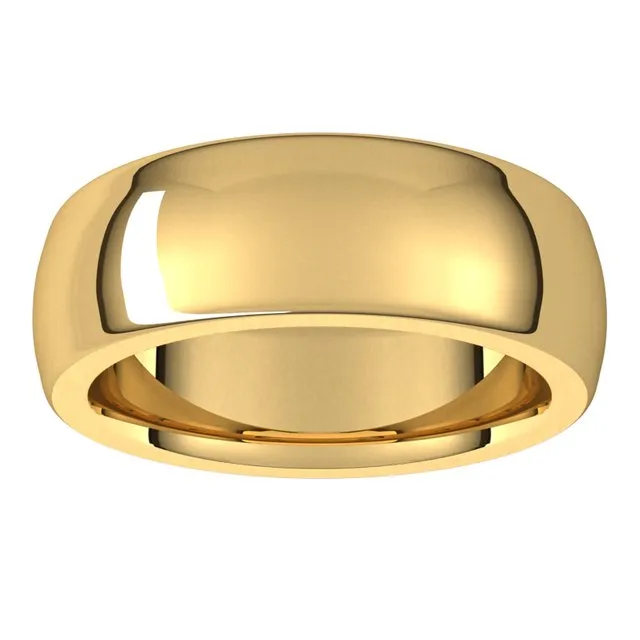 TreasureFineJewelers Rings 18K Yellow Gold 7 mm Half Round Comfort Fit Heavy Wedding Band