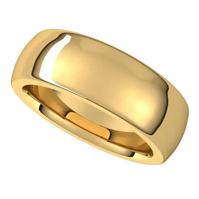 TreasureFineJewelers Rings 18K Yellow Gold 7 mm Half Round Comfort Fit Heavy Wedding Band