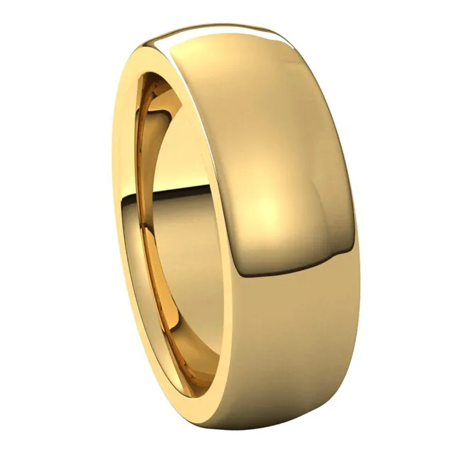 TreasureFineJewelers Rings 18K Yellow Gold 7 mm Half Round Comfort Fit Heavy Wedding Band