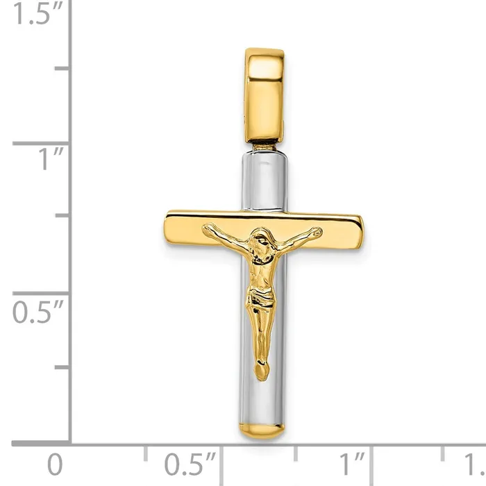 TreasureFineJewelers Rings Leslies 14K Twotone Crucifix Pendant