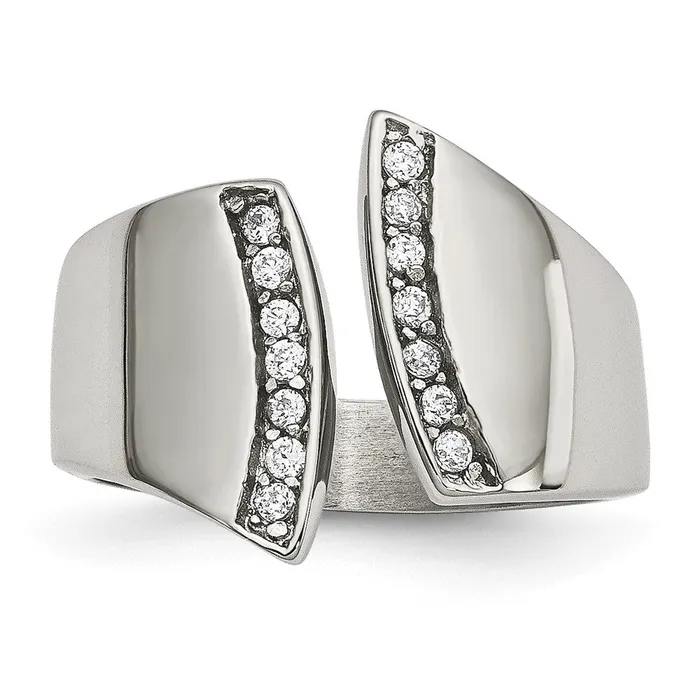 TreasureFineJewelers Rings Stainless Steel Polished CZ Ring