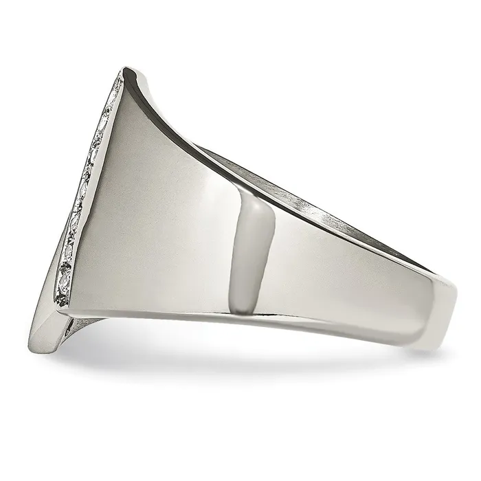 TreasureFineJewelers Rings Stainless Steel Polished CZ Ring
