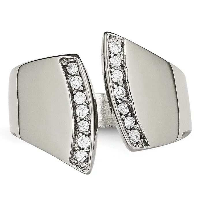 TreasureFineJewelers Rings Stainless Steel Polished CZ Ring