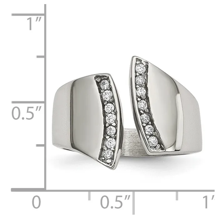 TreasureFineJewelers Rings Stainless Steel Polished CZ Ring
