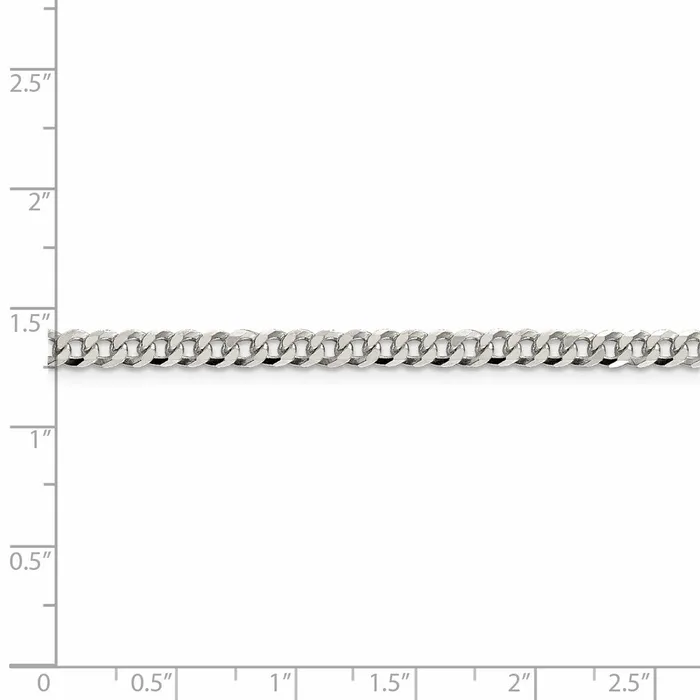 TreasureFineJewelers Rings Sterling Silver 4mm Beveled Curb Chain