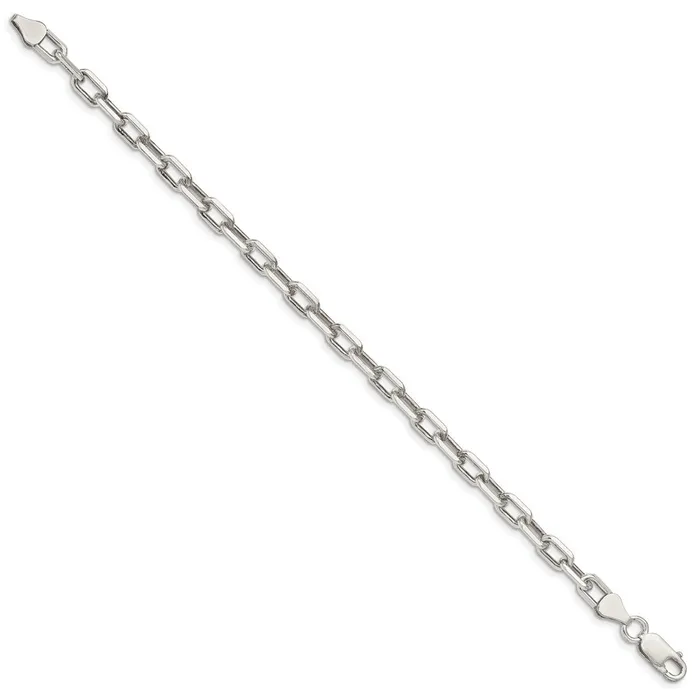TreasureFineJewelers Rings Sterling Silver 55mm Diamondcut Long Link Cable Chain