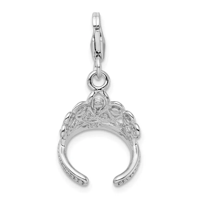TreasureFineJewelers Rings Sterling Silver Amore La Vita Rhdpl 3D Swarovski Tiara Charm