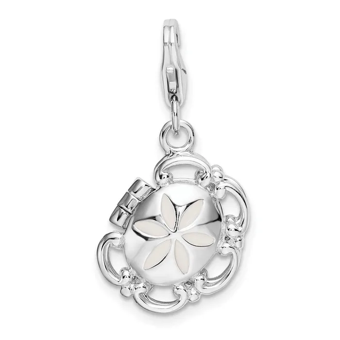 TreasureFineJewelers Rings Sterling Silver Amore La Vita Rhodiumpl 3D Enameled Compact Charm TreasureFineJewelers Rings Sterling Silver Amore La Vita Rhodiumpl 3D Enameled Compact Charm
