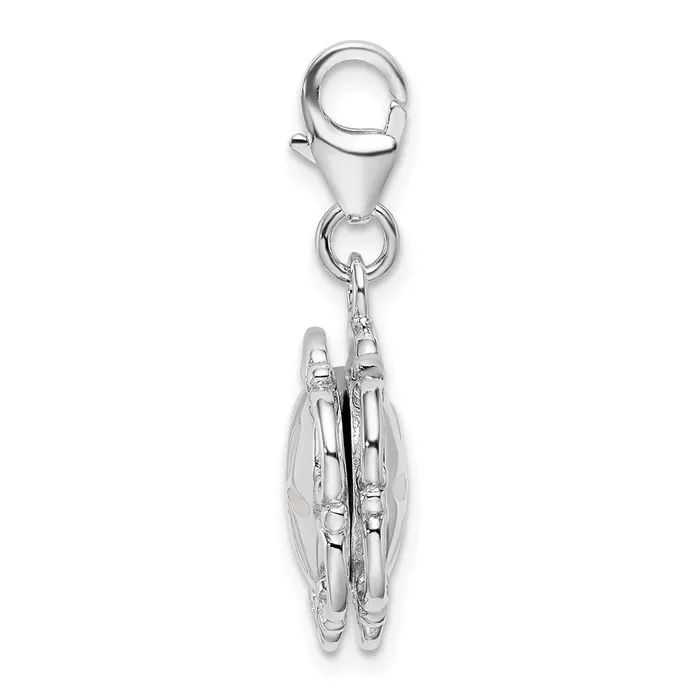 TreasureFineJewelers Rings Sterling Silver Amore La Vita Rhodiumpl 3D Enameled Compact Charm