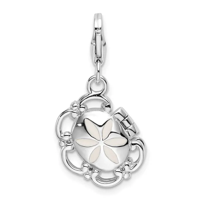 TreasureFineJewelers Rings Sterling Silver Amore La Vita Rhodiumpl 3D Enameled Compact Charm