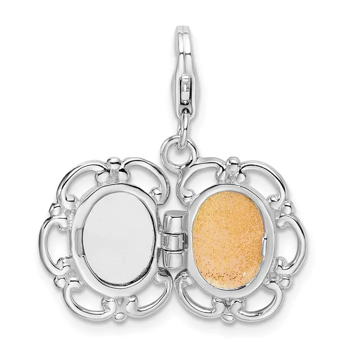 TreasureFineJewelers Rings Sterling Silver Amore La Vita Rhodiumpl 3D Enameled Compact Charm