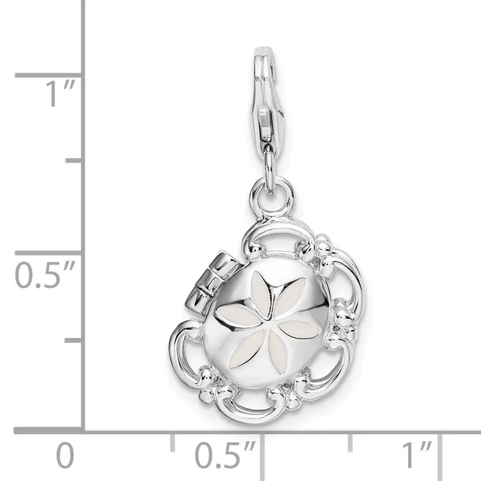TreasureFineJewelers Rings Sterling Silver Amore La Vita Rhodiumpl 3D Enameled Compact Charm