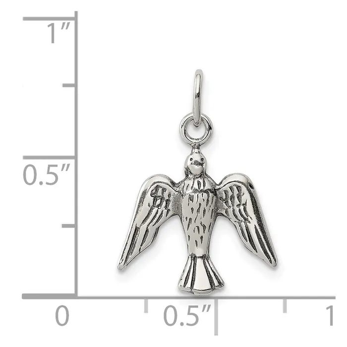TreasureFineJewelers Rings Sterling Silver Antiqued Dove Charm