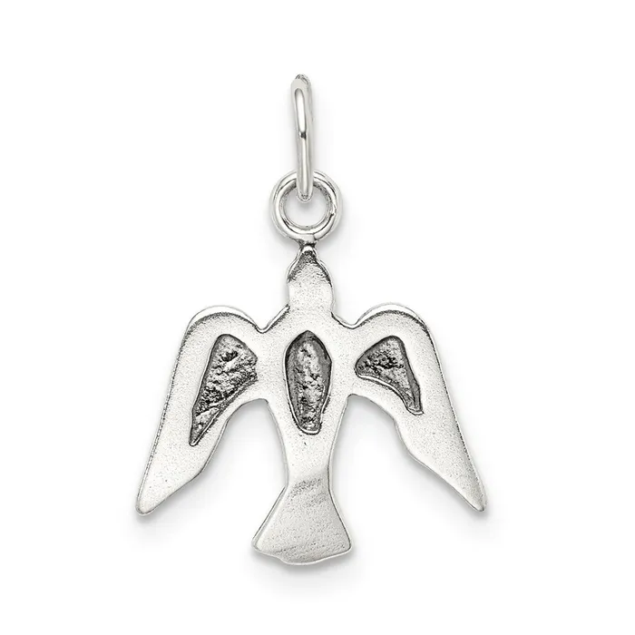 TreasureFineJewelers Rings Sterling Silver Antiqued Dove Charm
