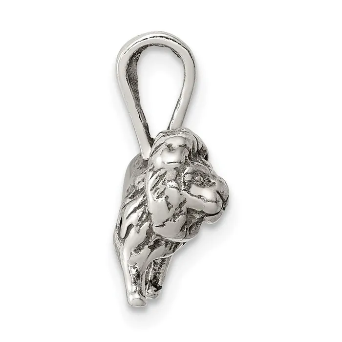 TreasureFineJewelers Rings Sterling Silver Antiqued Lion Charm