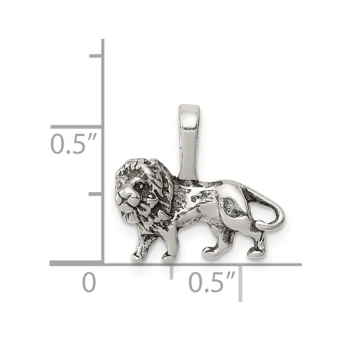 TreasureFineJewelers Rings Sterling Silver Antiqued Lion Charm