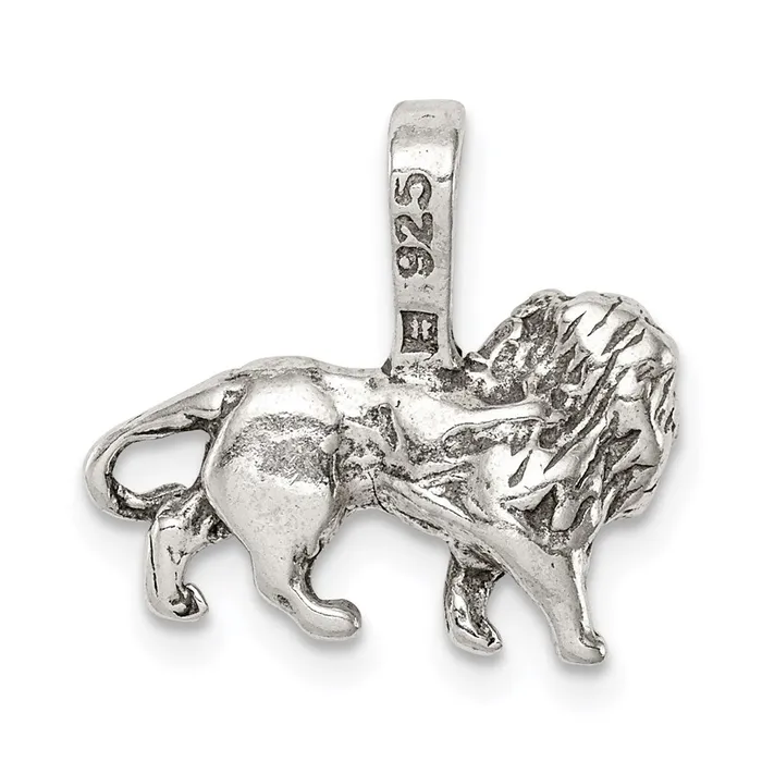 TreasureFineJewelers Rings Sterling Silver Antiqued Lion Charm