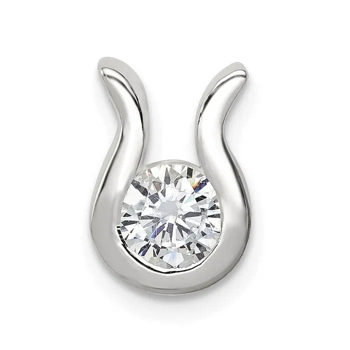 TreasureFineJewelers Rings Sterling Silver CZ Chain Slide