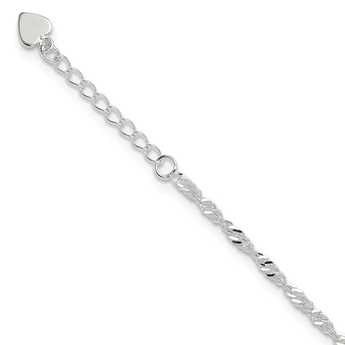 TreasureFineJewelers Rings Sterling Silver DC Polished 9in Including a 1in Ext Anklet