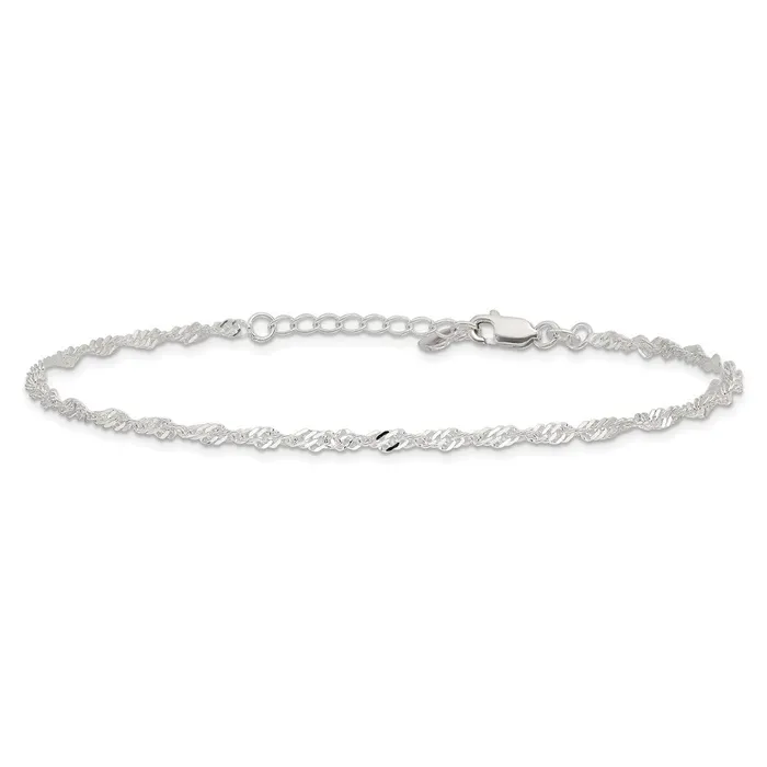 TreasureFineJewelers Rings Sterling Silver DC Polished 9in Including a 1in Ext Anklet