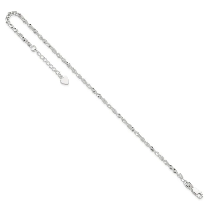TreasureFineJewelers Rings Sterling Silver DC Polished 9in Including a 1in Ext Anklet
