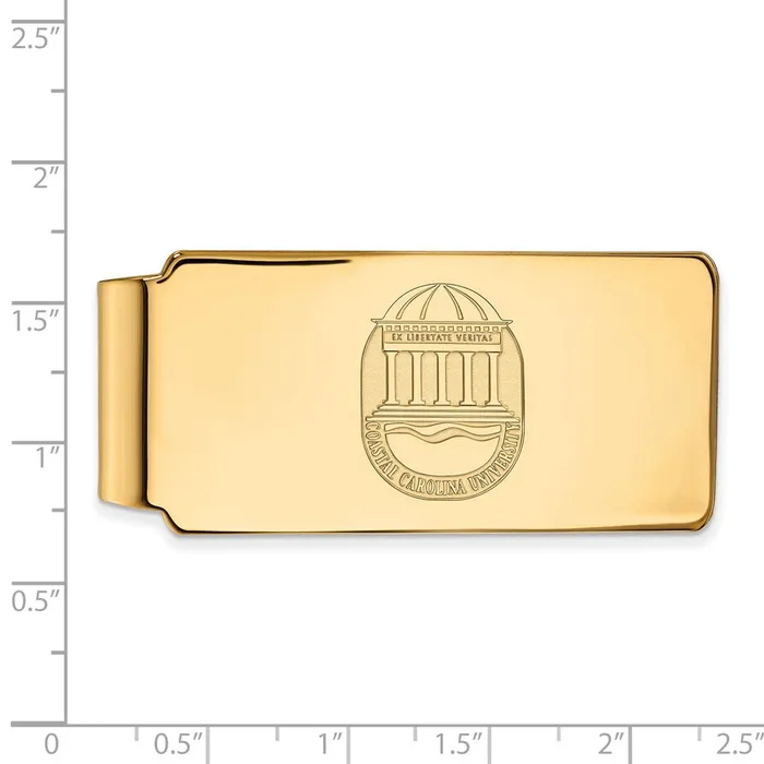 TreasureFineJewelers Rings Sterling Silver Goldplated Coastal Carolina University Crest Money Clip