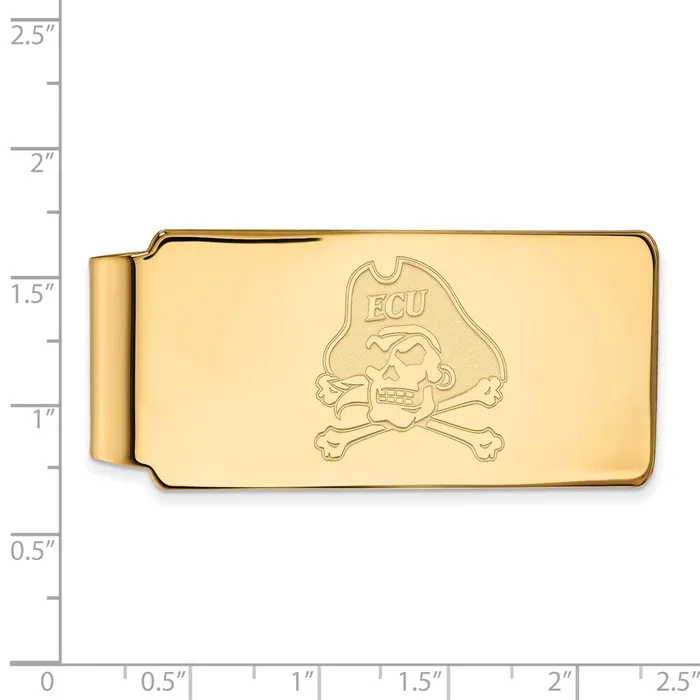 TreasureFineJewelers Rings Sterling Silver Goldplated East Carolina University Pirate Money Clip