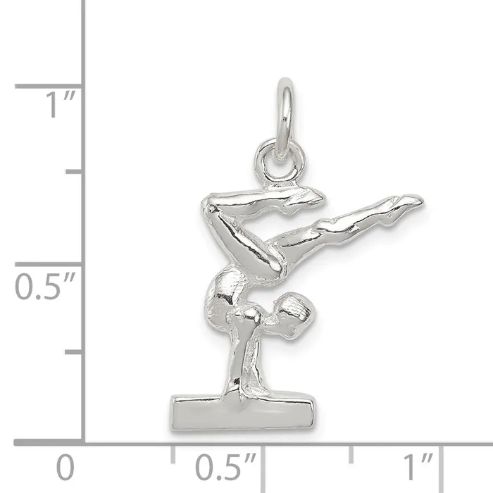TreasureFineJewelers Rings Sterling Silver Gymnast Charm