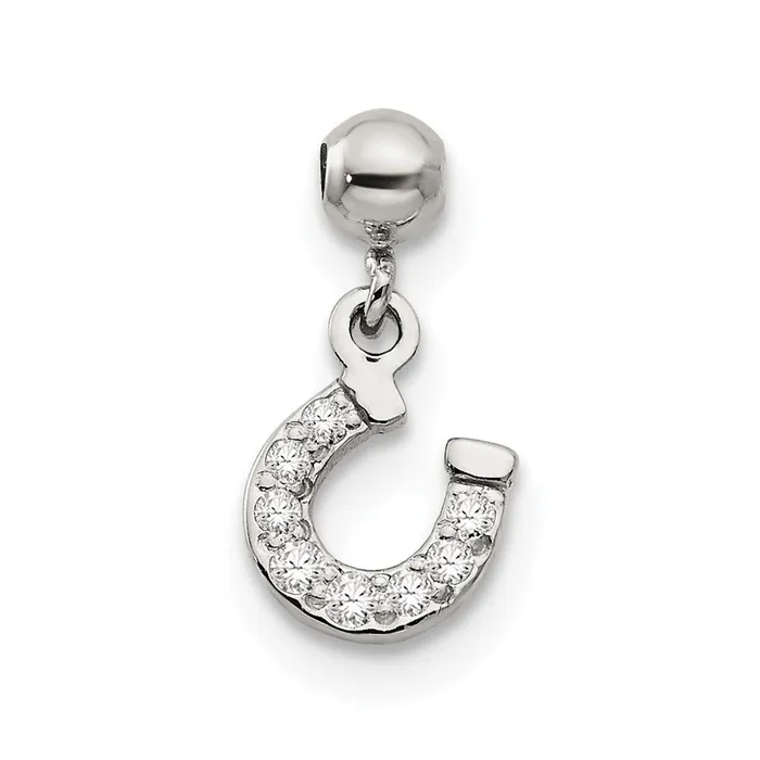 TreasureFineJewelers Rings Sterling Silver Mio Memento CZ Dangle Horseshoe Charm TreasureFineJewelers Rings Sterling Silver Mio Memento CZ Dangle Horseshoe Charm