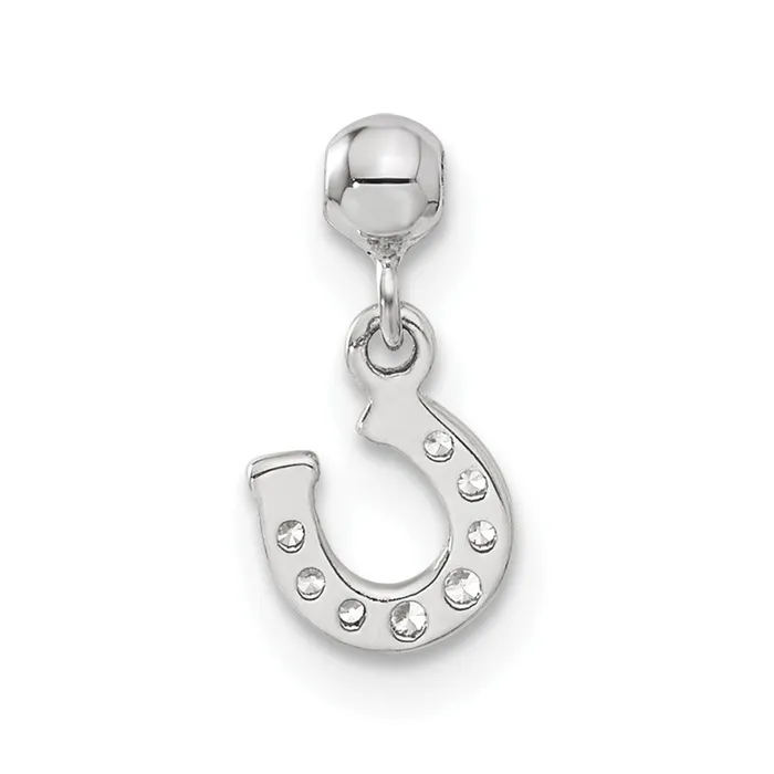 TreasureFineJewelers Rings Sterling Silver Mio Memento CZ Dangle Horseshoe Charm